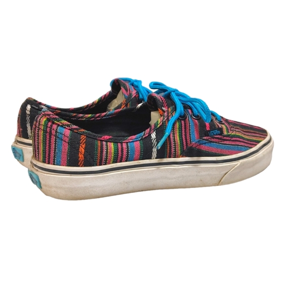 Vans Colorful Striped Classic Low Top Blue Lace Up Sneakers Women's Size 7.5 - Picture 4 of 8